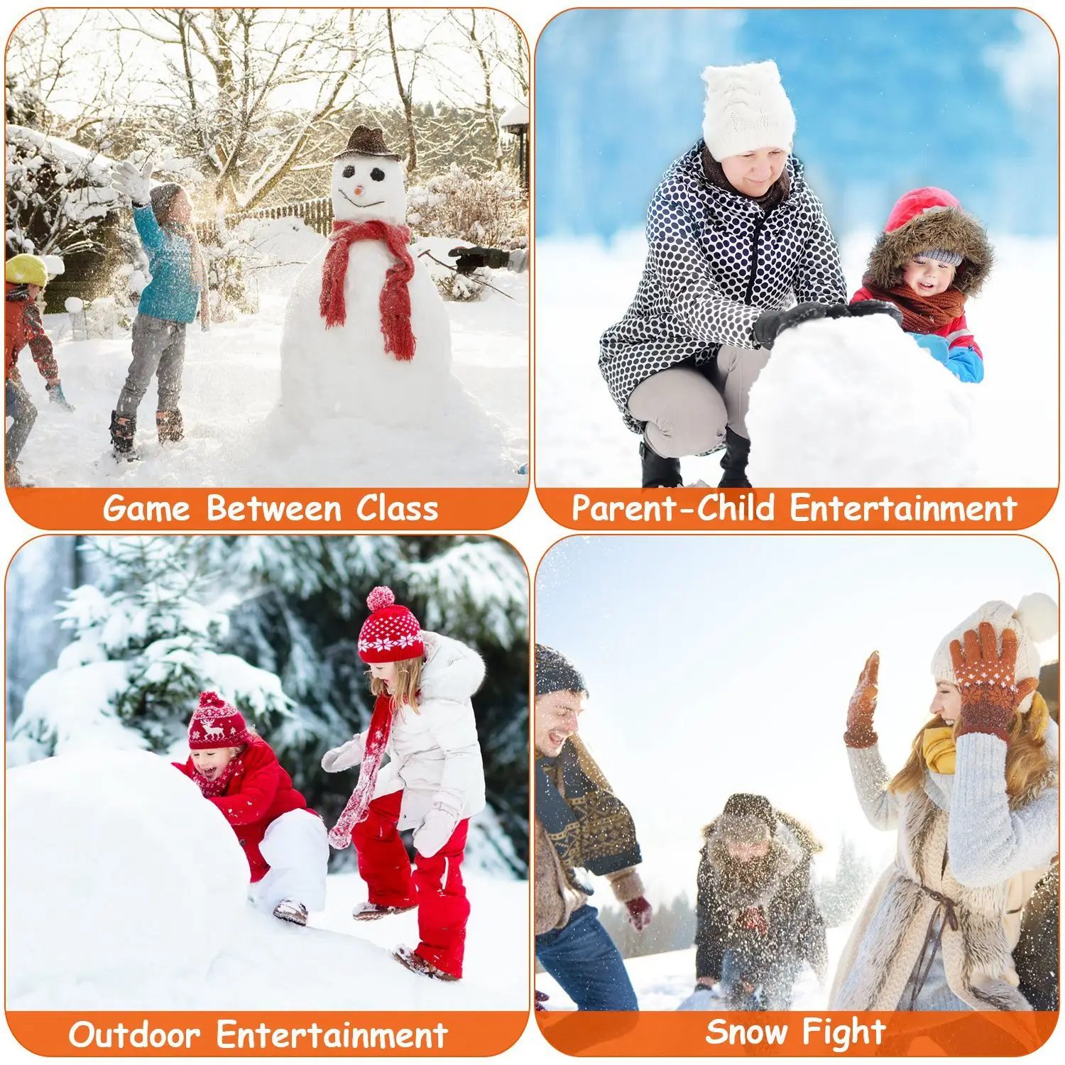 4 ชิ้น Snowball Makers ชุดคลิปหิมะแม่พิมพ์ของเล่นชายหาดของเล่นทรายพร้อมที่จับสําหรับ Snow Fight กิจกรรมฤดูหนาว