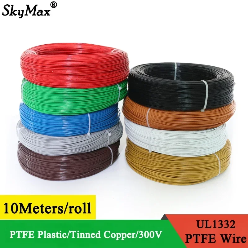 10M UL1332 PTFE Wire FEP Plastic Insulated 28/26/24/22/20/18/16/14/13/12AWG  High Temperature Electron Cable 300V