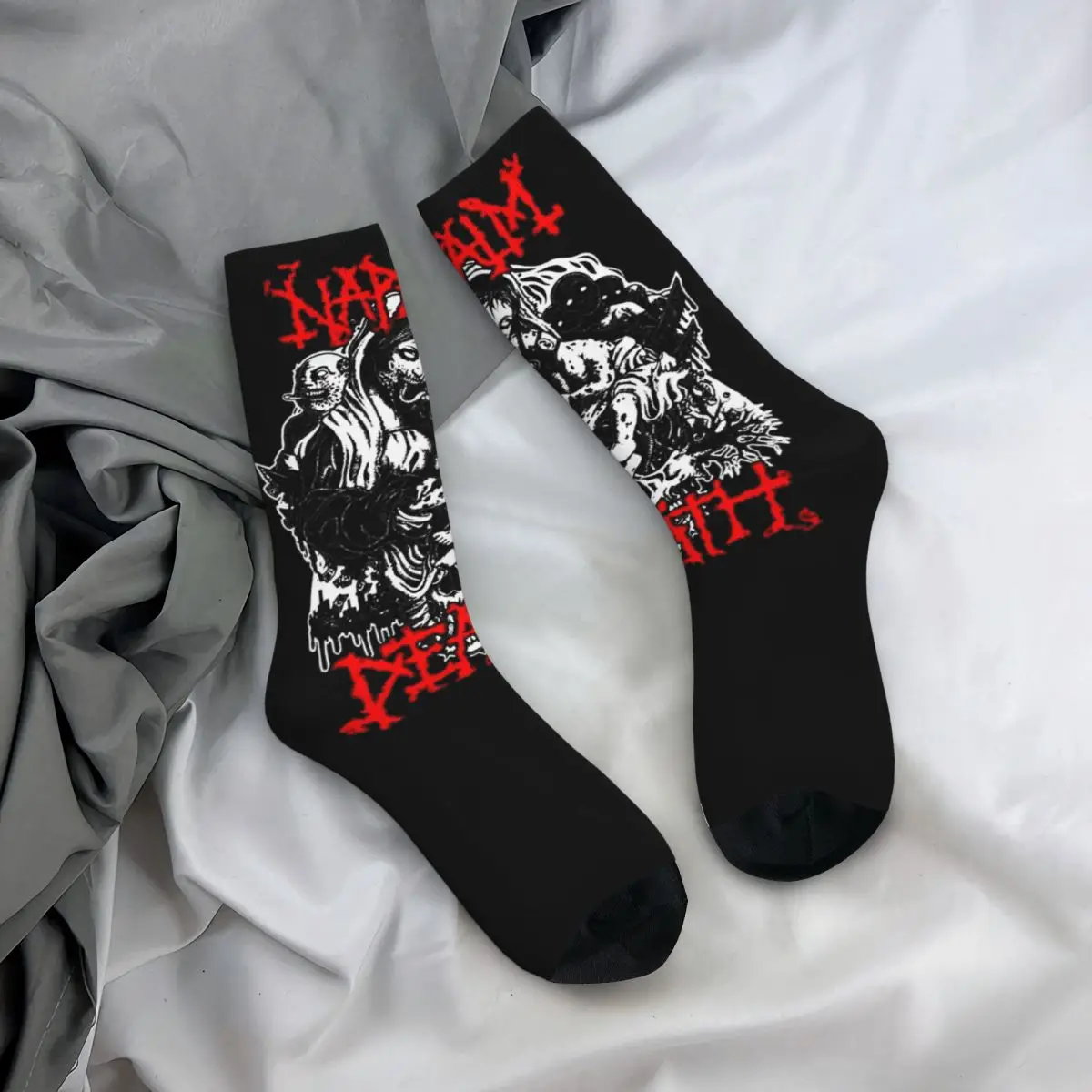 Harajuku Female Male Socks Rock Heavy Metal Napalm Death Band Accessories Comfortable Skateboard Dress Socks All Seasons