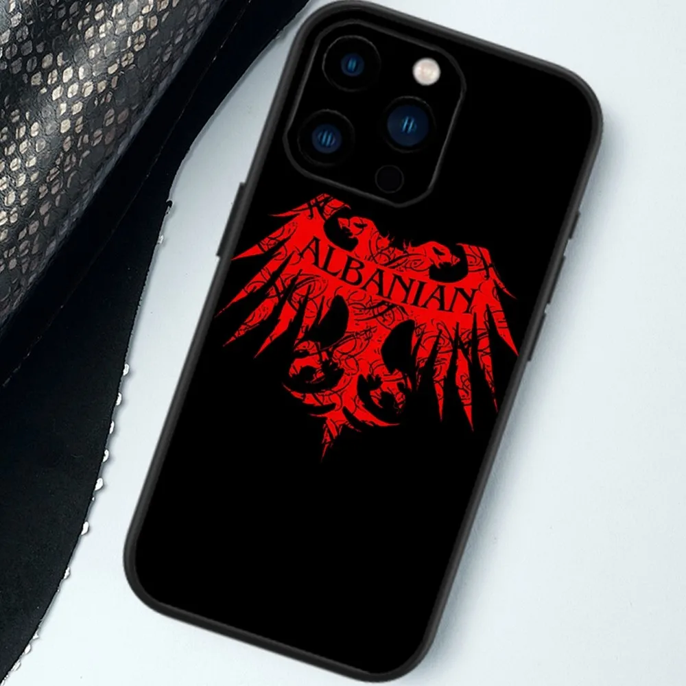 Albania Flag Phone Case For iPhone 13 14 15 11 12 Mini Pro Max Black Shell