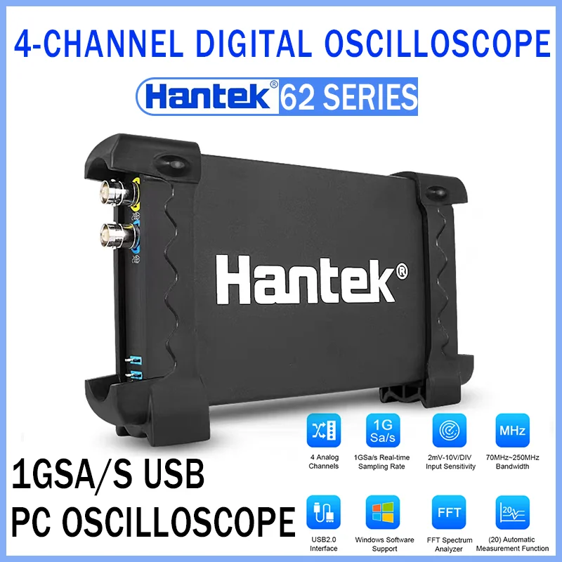 Hantek 62 Series 4-Channel Digital Oscilloscopes 250MHz 1Gsa/S USB Car Detector 6204BC 6204BD 6204BE 6254BC 6254BD 6254BE