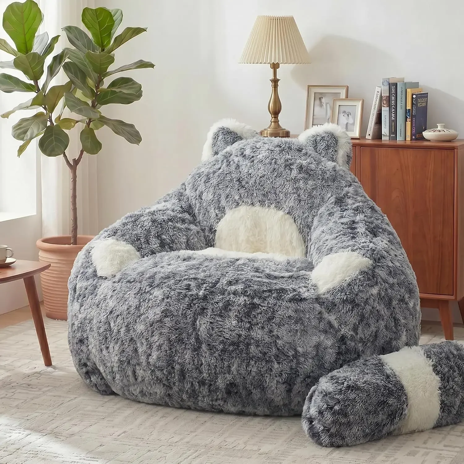 High rebound sponge compression sofa, cat shaped living room bean bag sofa, tatami lazy sofa, soft and fluffy plush sofa