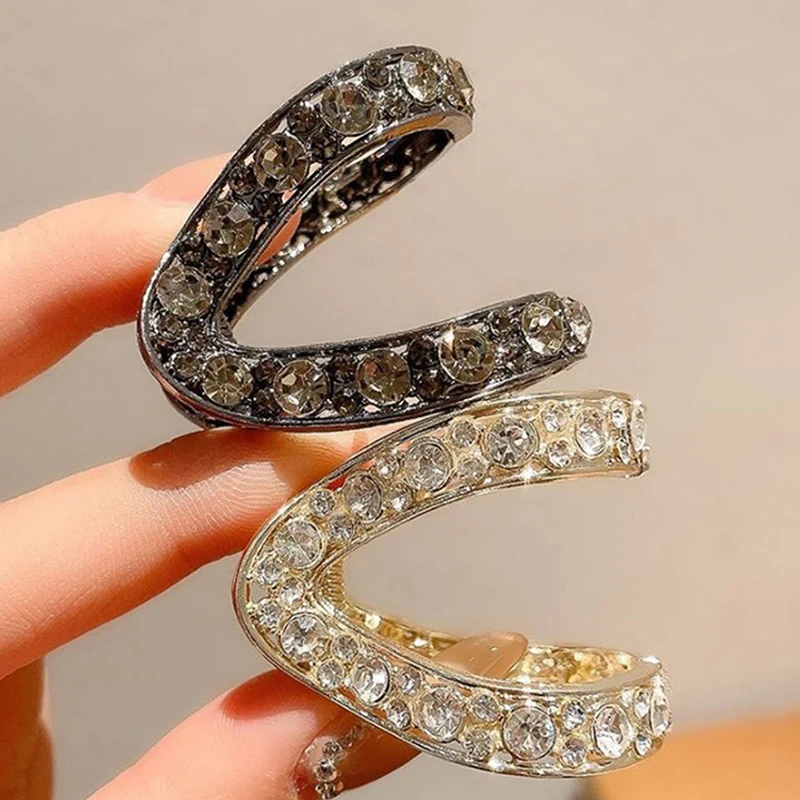 New Mini Rhinestone Hair Clip For Women Small Fashion Anti-Drooping Metal High Ponytail Hair Claw Headdress Hair Accessories