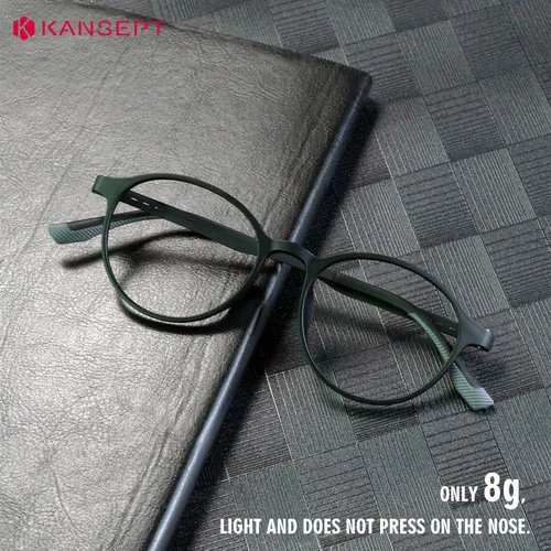 Imagen 2 del producto KANSEPT-gafas ultraligeras para mujer, anteojos redondos clásicos, lentes para miopía para leer TR90, gafas con patas de titanio