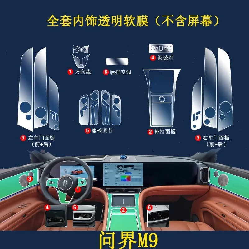 

For Huawei AITO M9 2025 Interior Protection Kit - Center Console Film Touchscreen TPU - Anti-Scratch Dashboard Cover
