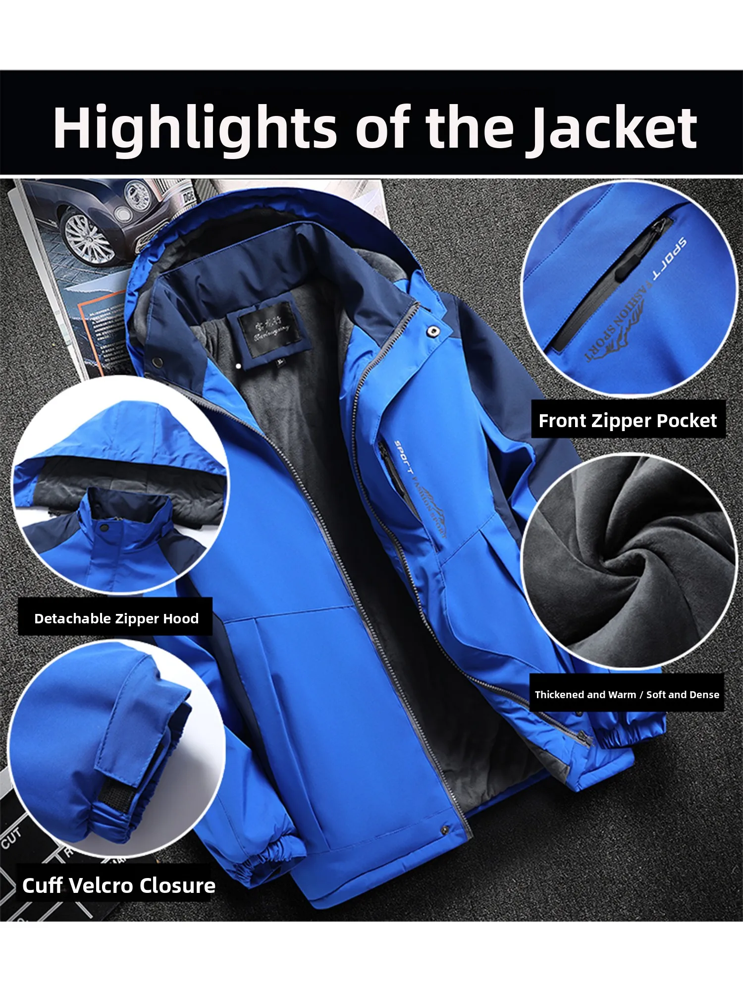 سترة رجالية سميكة من الصوف للخريف والشتاء، معطف قطني دافئ للسفر والعمل، ملابس أبوي مع قبعة قابلة للإزالة، مقاس قياسي بأكمام ط...