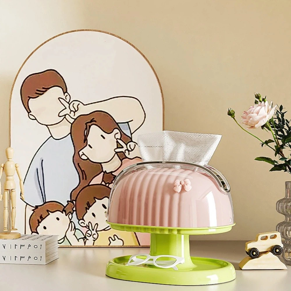 

Dust-Proof Dopamine Tissue Box with Shelf Sealed Napkin Holder Double Layer Plastic Paper Towel Dispenser Bedroom