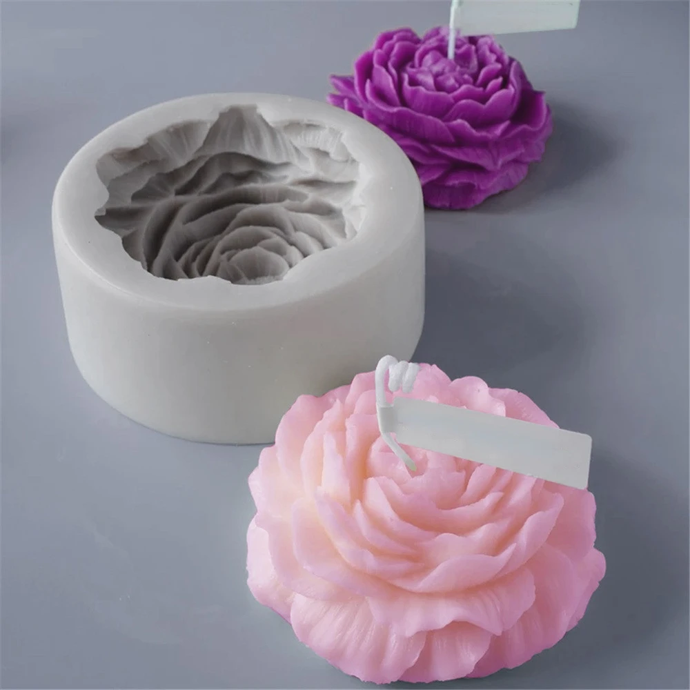 Large Peony Lotus Tulip Flower Candle Mold Handmade Soap Aromatherapy Gypsum Glue Mould Baking Chocolate Molds Home Decor Gifts