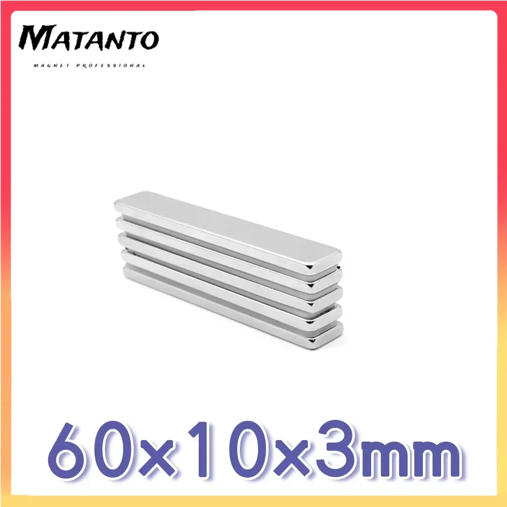 60x10x3mm Quadrate Powerful Strong Magnets N35 Strip Search Magnet 60x10x3 Block Neodymium Magnets 60x10x3