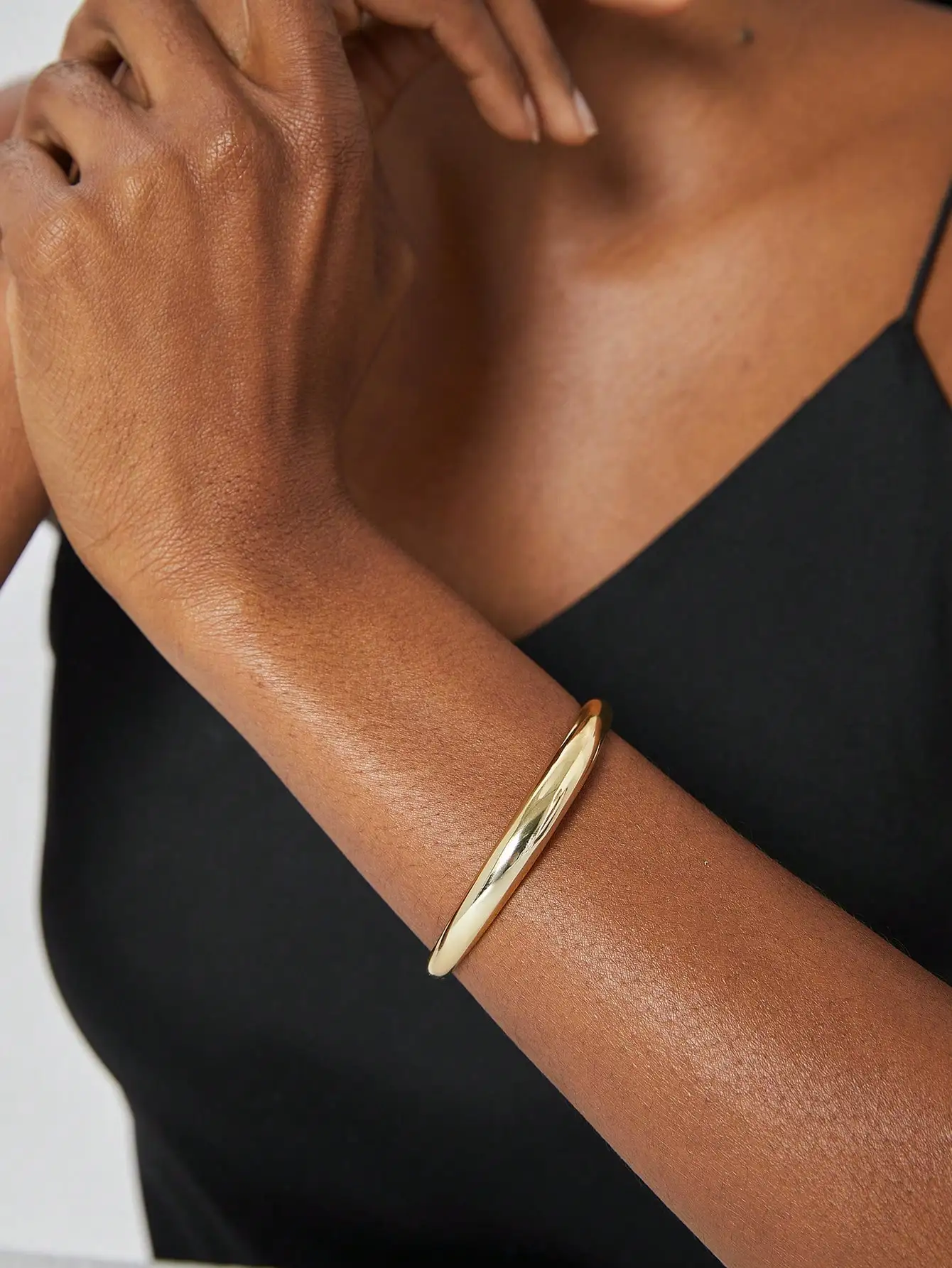 

Elegant Charm-In 14K Gold-Plated Brass Cuff Bangle - Adjustable, Hypoallergenic, and Fade Resistant Jewelry Gift for Women