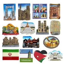 Asia Uzbekistan Nepal Iran Jordan Vietnam Turkmenistan Resin 3D Fridge Magnets Tourism Souvenir Refrigerator Sticker Handicraft