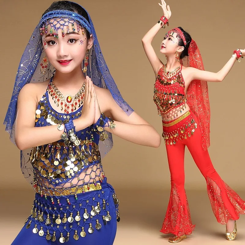 Customized Children's Oriental Indian Belly Dance Costumes Performance Costume Festival Performance Competition Set Girl