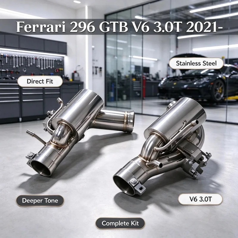 Valve Control Catback Exhaust System for Ferrari 296 GTB V6 3.0T 2021- Stainless Steel Pipes With High-frequency Metallic Roar
