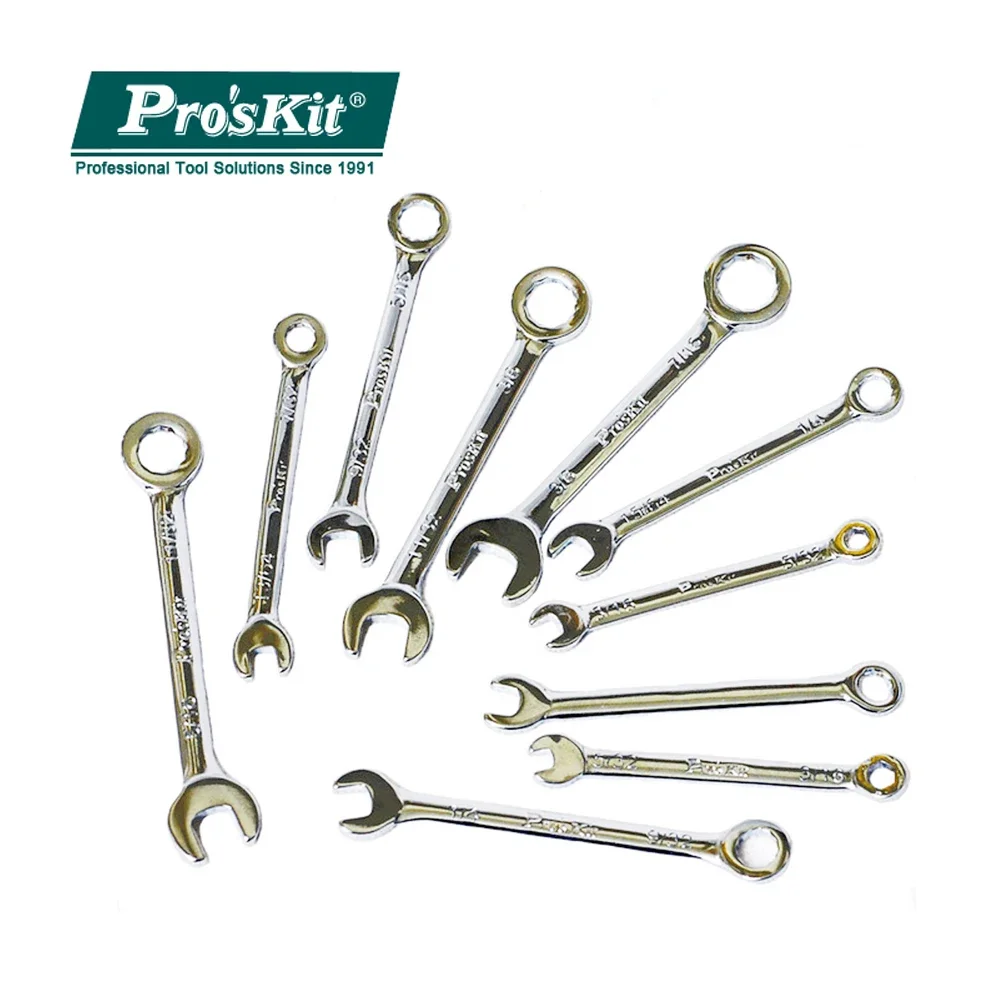 Po'sKit 10pcs/Set Small Wrench Ring Spanner Mini Open-End Wrench Combination Set Inch Sizes Open-End Spanner Repair Hand Tools