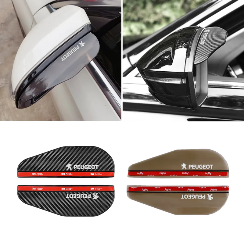 Car Side Rear View Mirror Rain Eyebrow Visor Rain Shield Shade Cover for Peugeot 206 207 307 3008 2008 308 408 508 301 208 auto