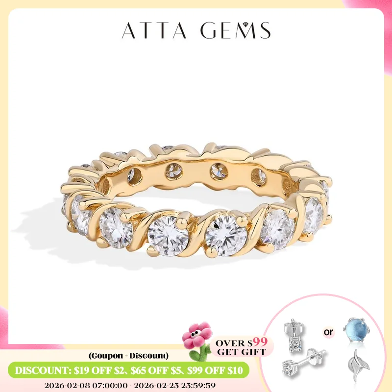 

Кольца ATTAGEMS с муассанитом, цвет D, VVS1, круглая огранка, 3,5 мм, стерлинговое серебро S925 для женщин, обручальные обручальные кольца, ювелирные изделия