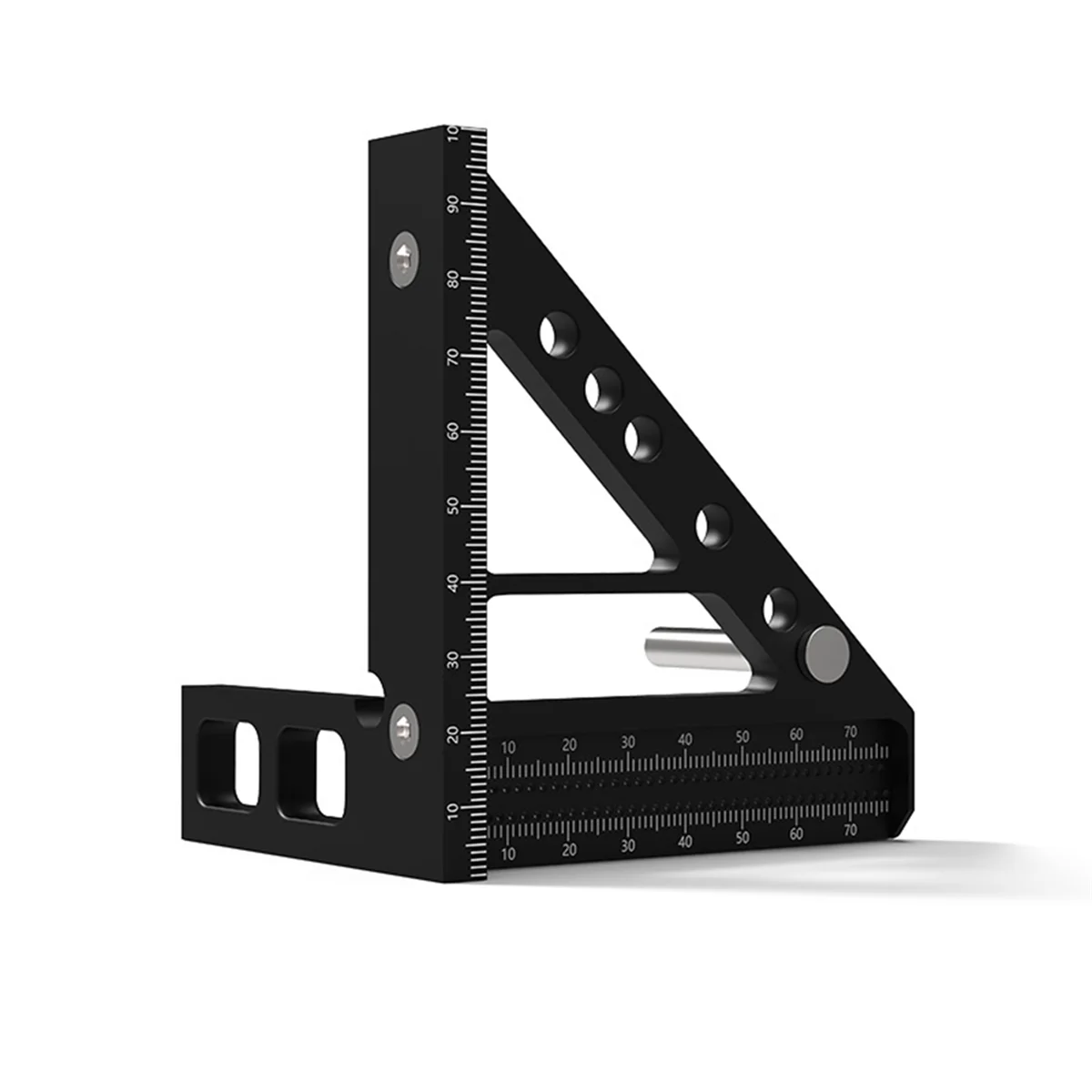 3-In-1 Triangle Hole Ruler High Precision Woodworking Angle Ruler Guage Carpentry Measuring and Marking Hand Tool-Metric