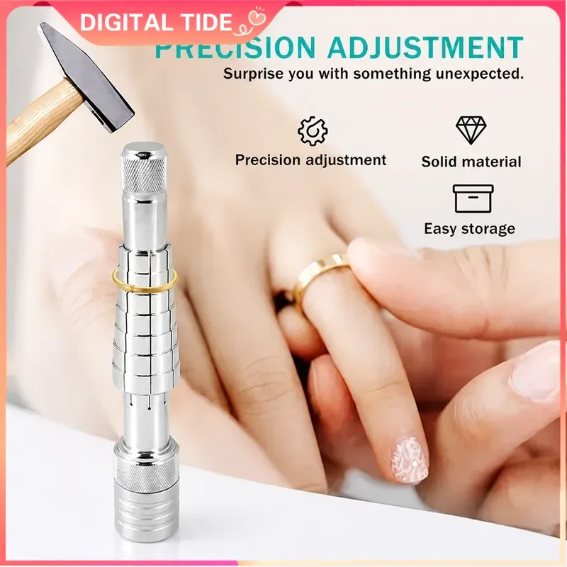 High Carbon Steel Ring Sizer Expander Kit Portable Mandrel Tool for DIY Jewelry Repair Ring Size Adjustment Professional