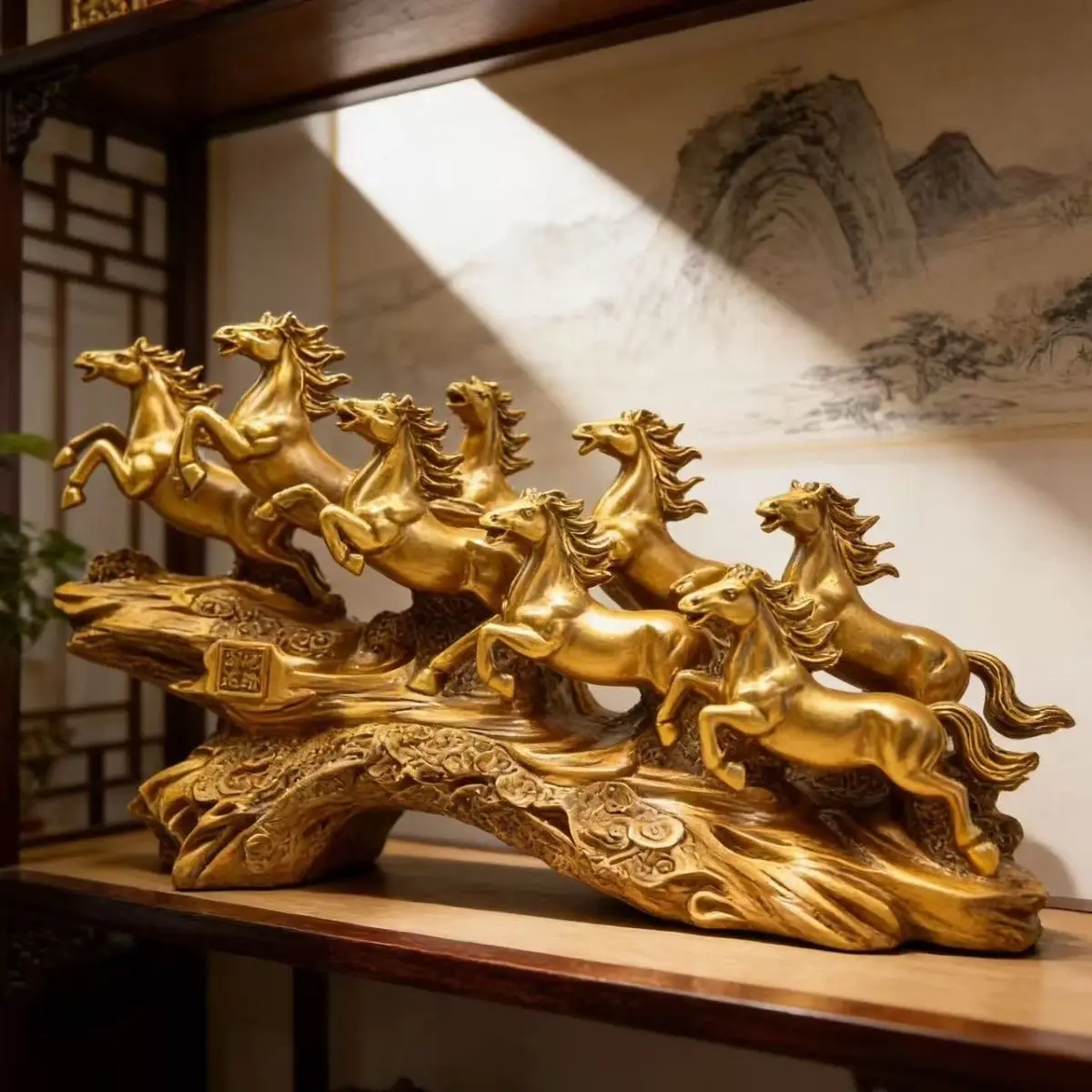 

Новогодний декоративный статуэтка-лошадь из смолы, 8 лошадей, привлекающая денежные потоки, настольное украшение, ручная работа, для удачи, для гостиной, для дома