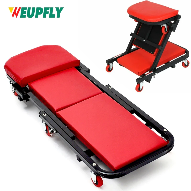 Folding Mechanic Z-Creeper, 2-in-1 Automotive Creeper & Stool, 36