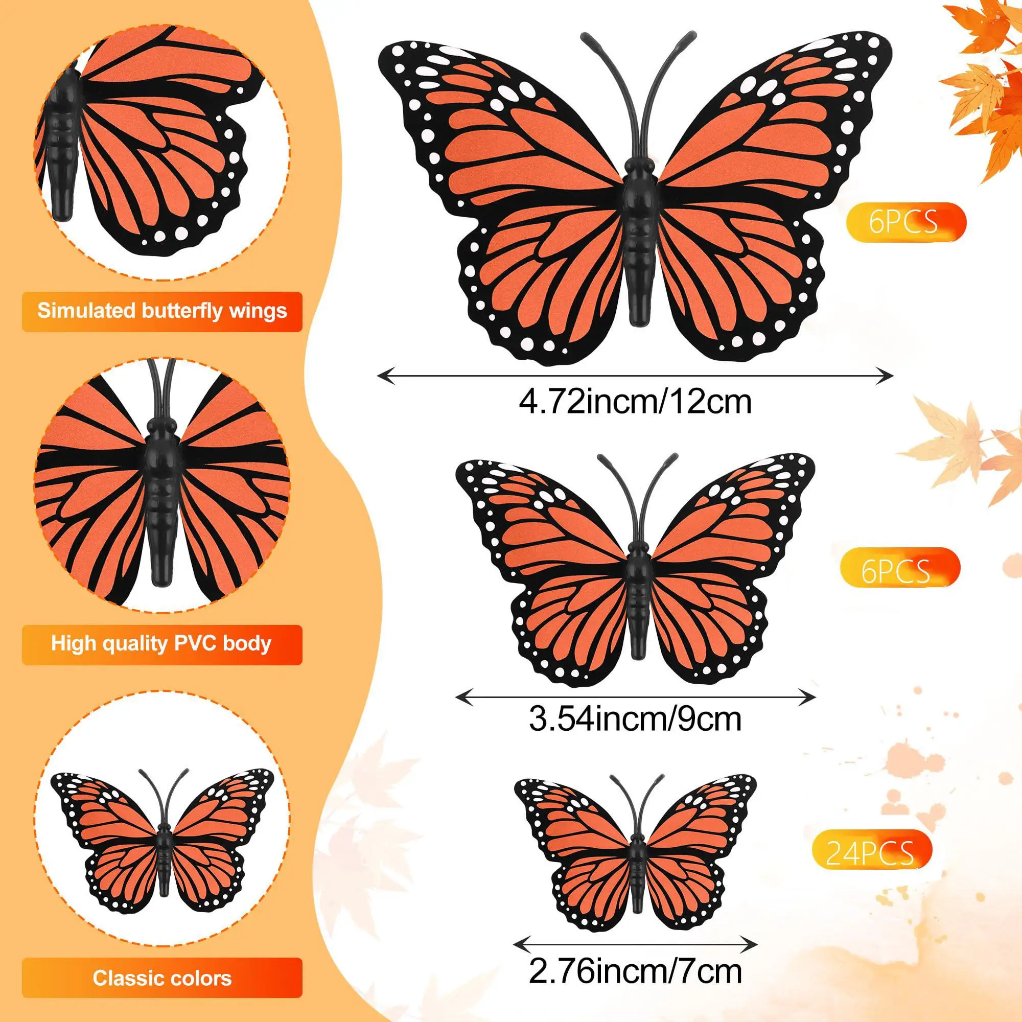 36 Pcs Monarch Butterfly Decoration,Day of The Dead Decorations for Altar De Muertos Decorations Dia De Los Muertos Decoration