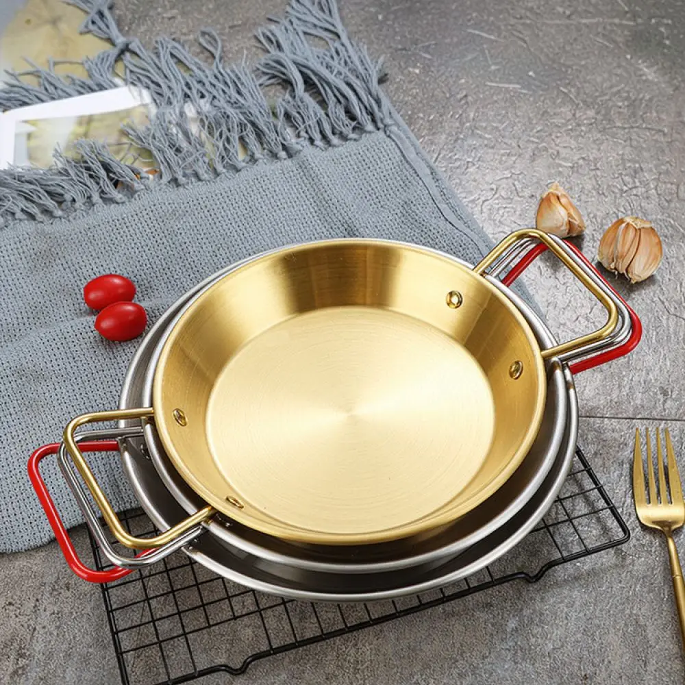 Luxury Gold Serving Plate Stainless Steel Binaural Tray Thickened Kitchen Tableware For Seafood Crawfish Fry Food Display