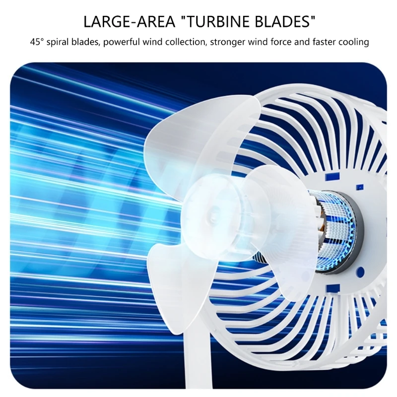 

Compact Portable Desktop Electric Fan With Night Light 5 Speed Adjustable