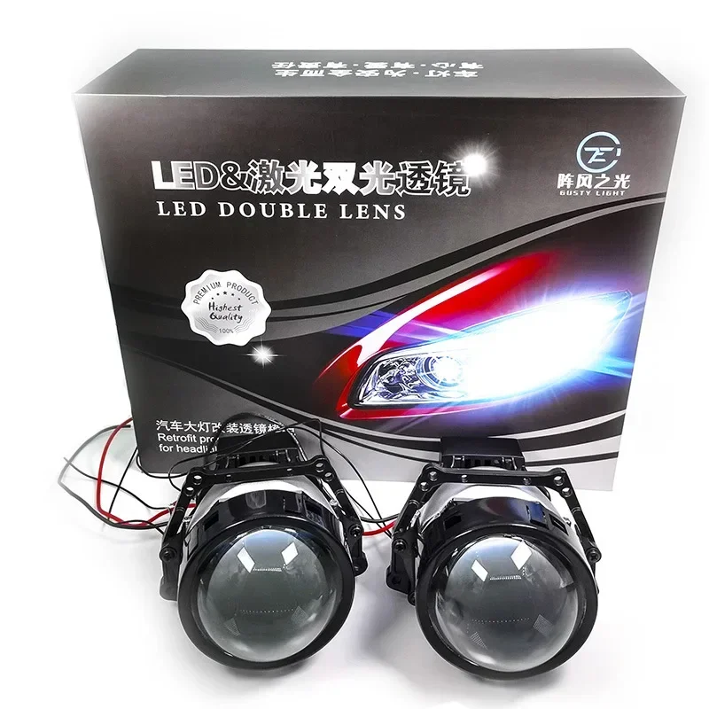 12V 50W 5500K Dual-lens Automobile LED Projector Lens Headlight with Hella 5 Q5 Bracket