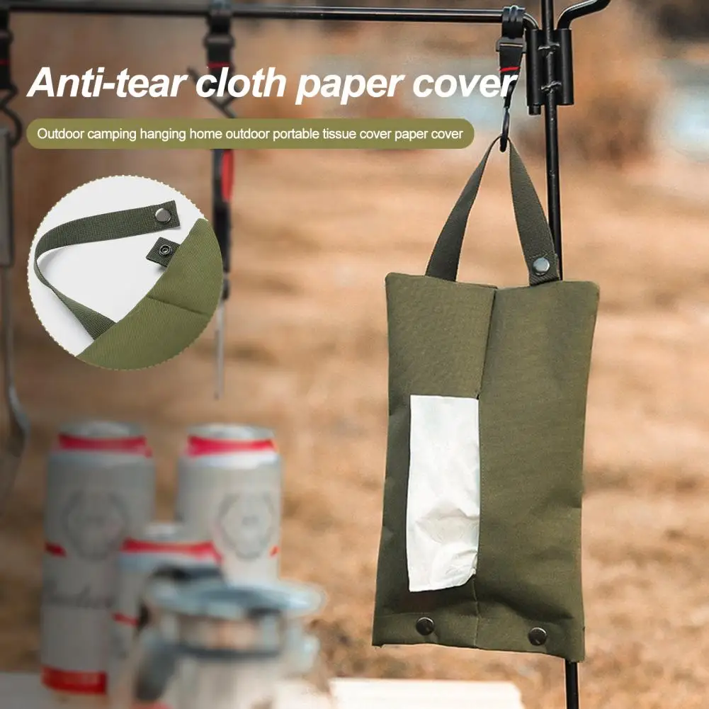 Portable Paper Towel Holder Button Design Paper Towel Holder Hanging Tissue Paper Cover Bag for Outdoor Camping Bathroom Kitchen