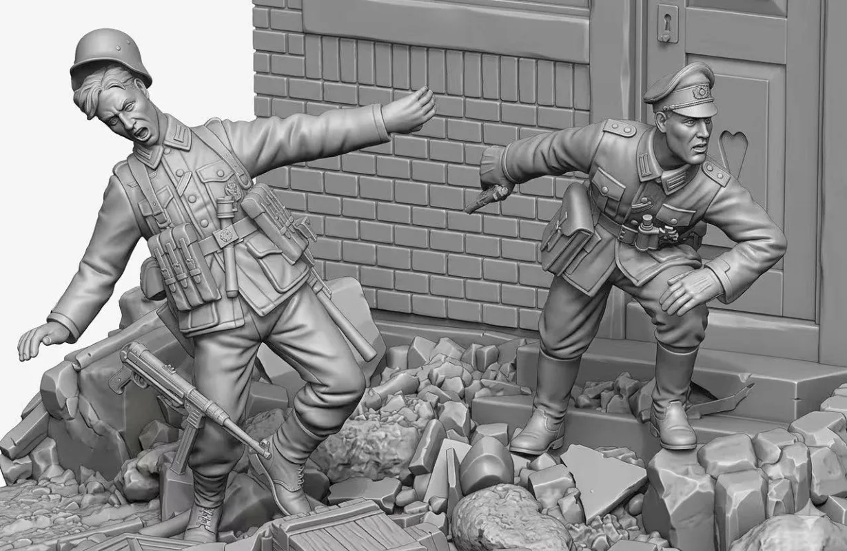 1/35 Scale Resin Soldier Figure Kit Miniature Scene Officers and Soldier Street Fighting (without Scenes) Unassembled Unpainted