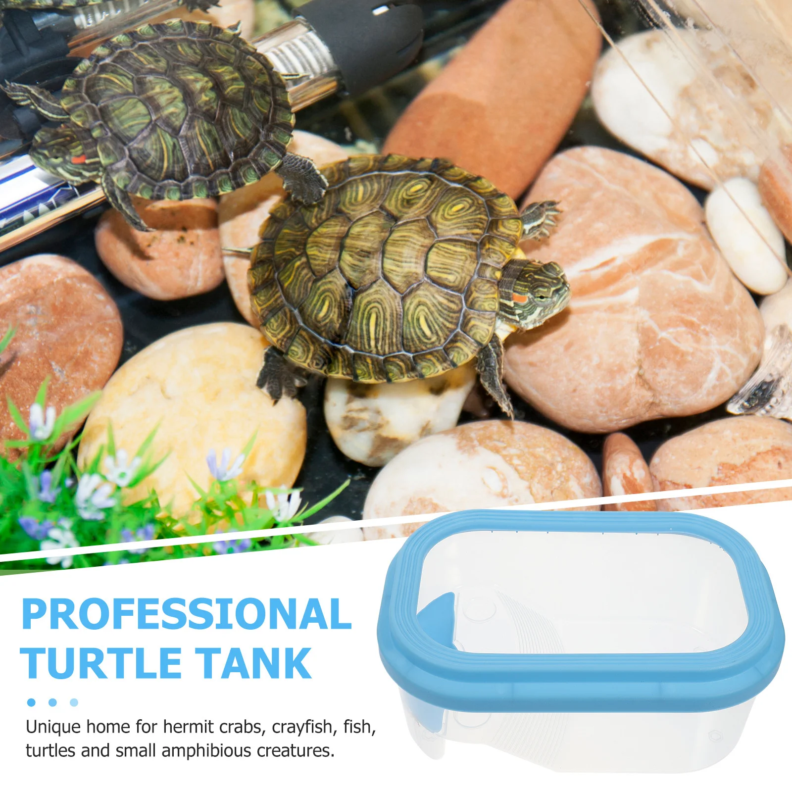 

1pc Plastic Turtle Terrarium With Ramp Feeding Trough Swimming Area Leak Water Layer For Turtle Habitat Aquarium Tank