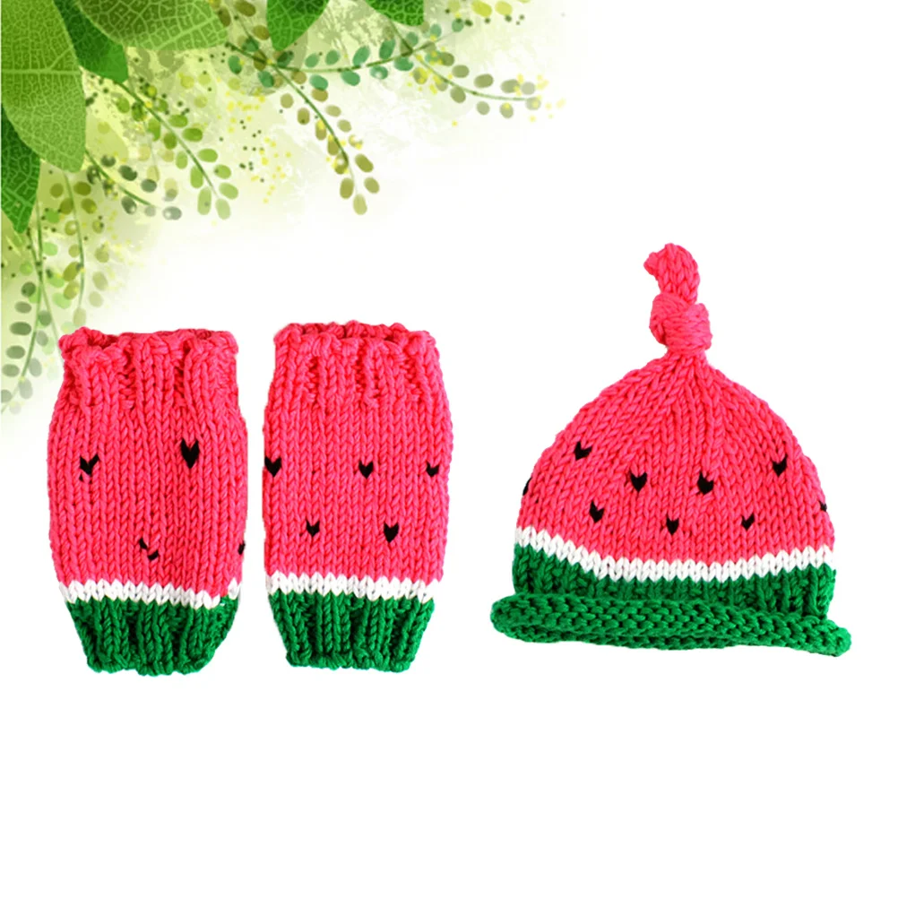 الوليد التصوير الدعائم البطيخ محبوك زي للجنسين قبعة السراويل الرضع طفل صور ملابس الطفل صور الدعائم #3