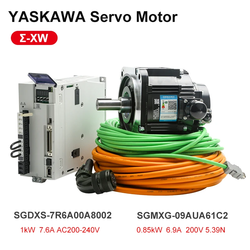 

YASKAWA 1kw Servo Motor SGDXS-7R6A00A8002 And Motor Drive SGMXG-09AUA61C2 AC200 5.39N With Power Encoder Cable