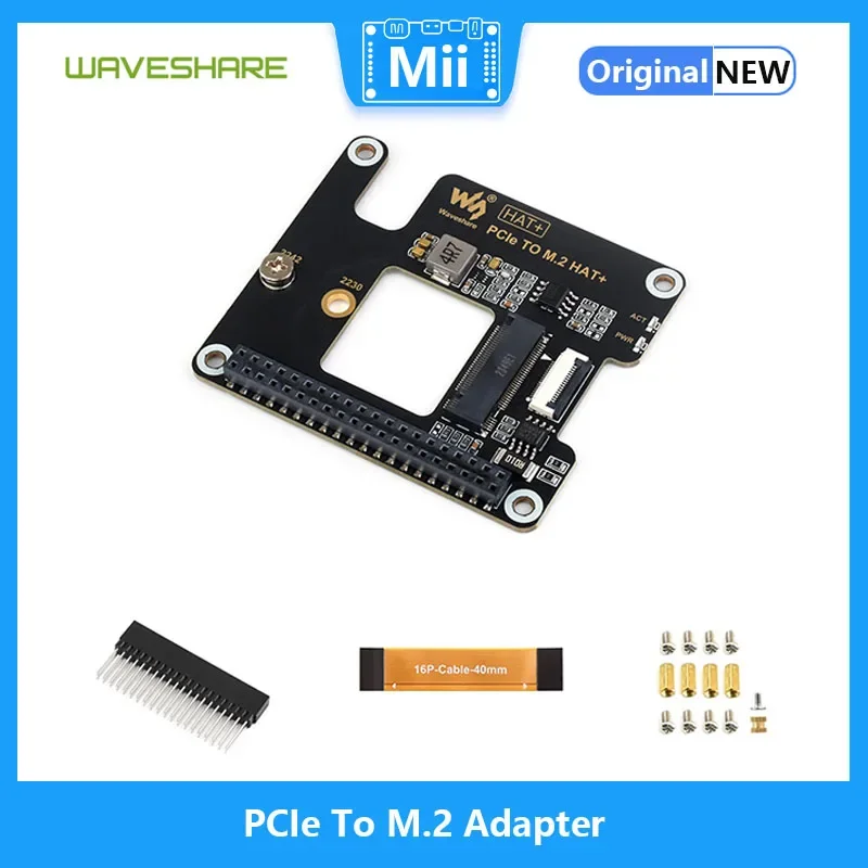 

Waveshare PCIe To M.2 Adapter for Raspberry Pi 5, Supports NVMe Protocol M.2 Solid State Drive, HAT + Standard