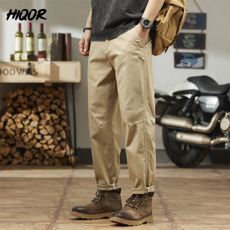 

HIQOR Men's Clothing Spring Summer Casual Loose Straight Cargo Pants For Mens Outdoor Male Overalls Tooling Pantalones Hombre
