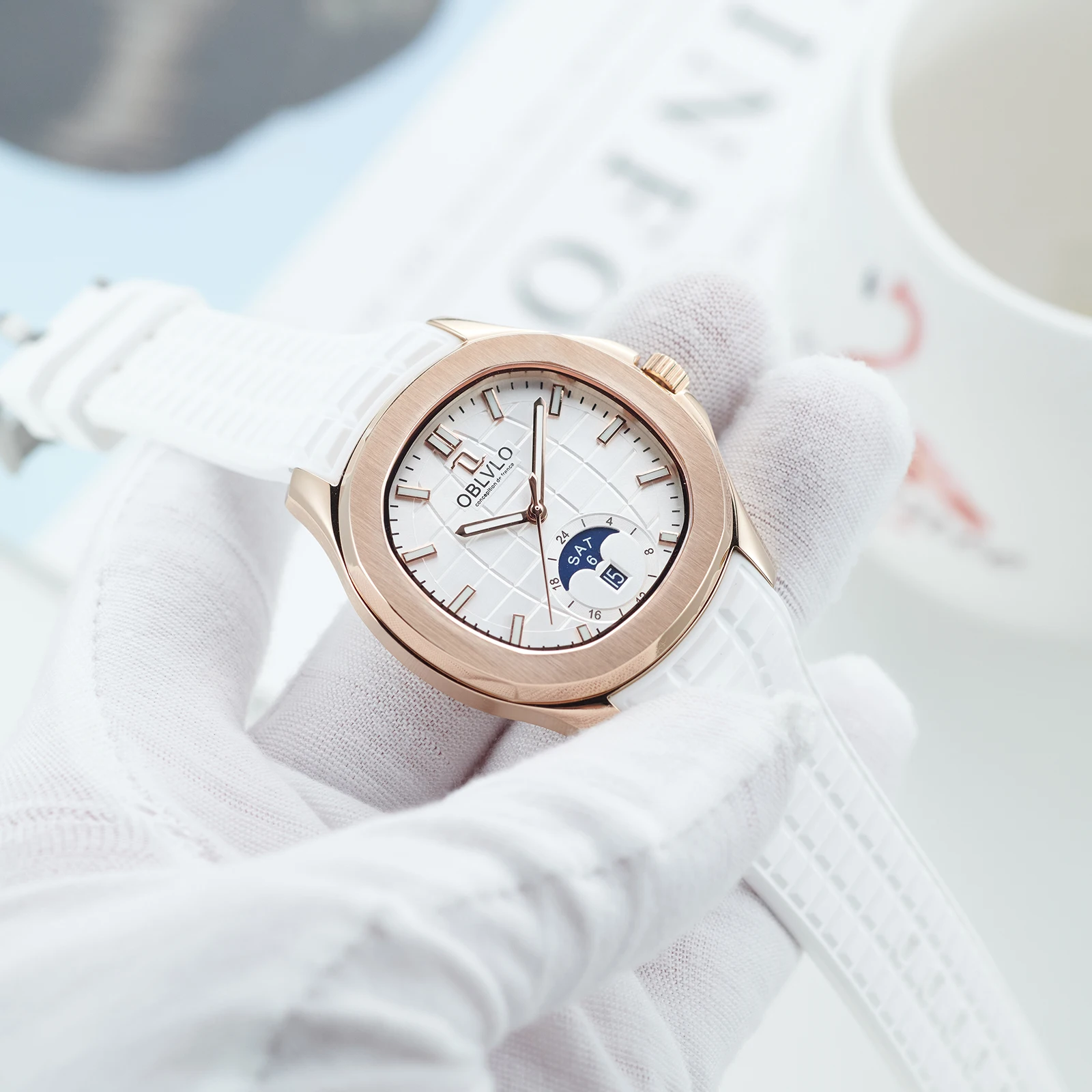 Oblvlo relógio quadrado fashio - Moonphase Complication Watch avaliação e preço
