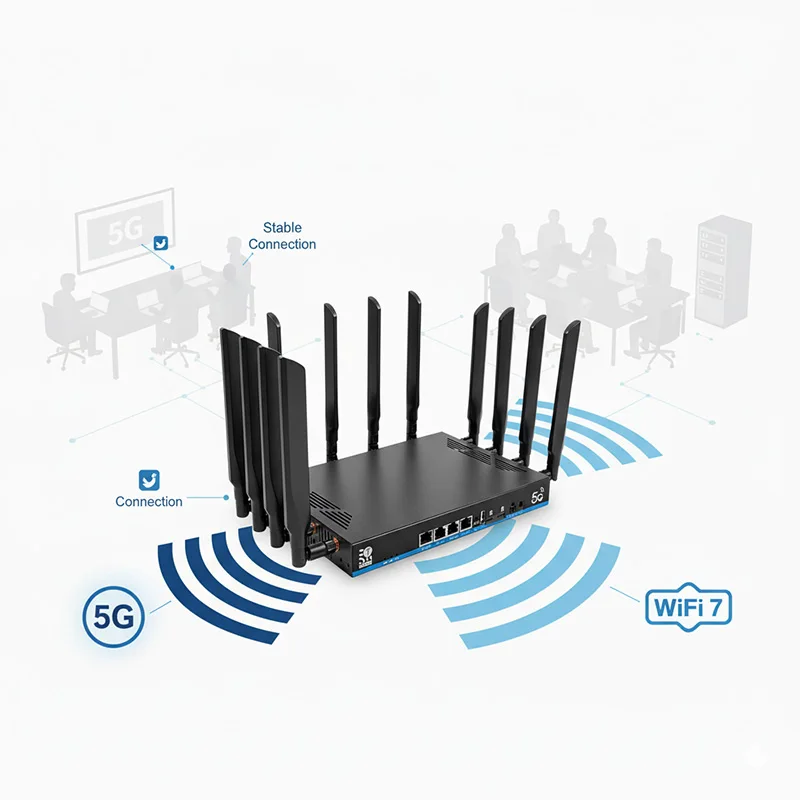 New VPN Firewall QoS Wifi7 Tri-band 2.4G&5.8G&6G 19000mbps 5g Router 1GB DDR4 NSA/SA Mimo 4*4 Modem With Dual Sim Slot Openwrt