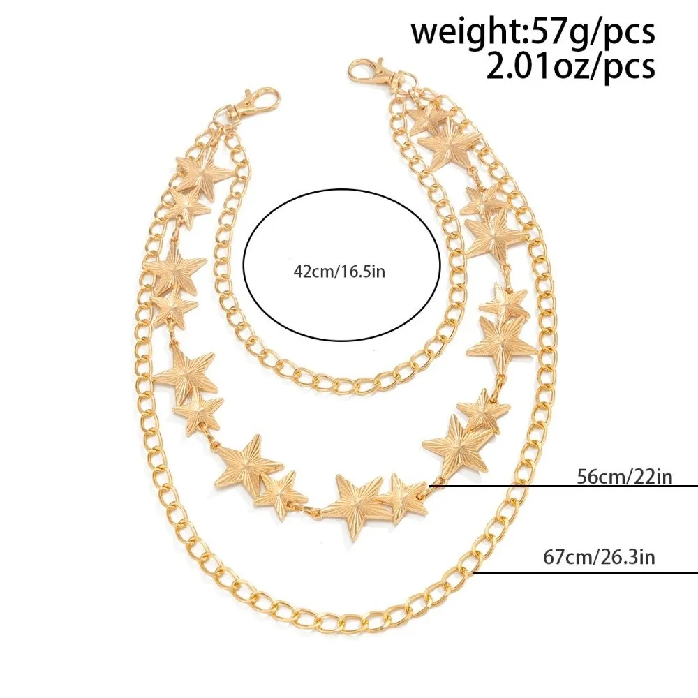 Fashion Hip Hop Star Pendant Keychain Decoration Jewelry Gift Jeans Pants Chain multi-layer Waist Belt Men view 6