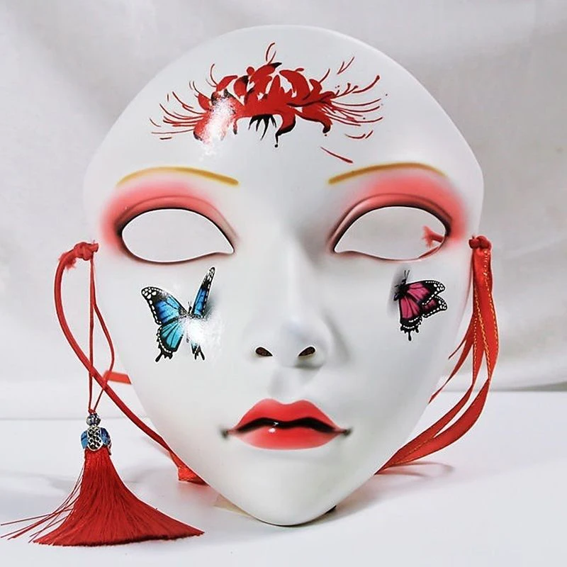 

Vintage Women Whole Face Masquerade Masks Chinese Style Traditional Cherry Blossoms Fashion Simple New Year Party Reunion Props