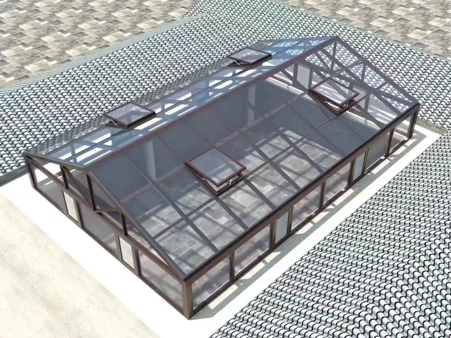Moderna Sala de Estar para las 4 Estaciones, Invernadero DIY, Vidrio Templado, Aluminio, Impermeable, Marco de Madera Inclinado, Venta para Hoteles y Villas Chinas