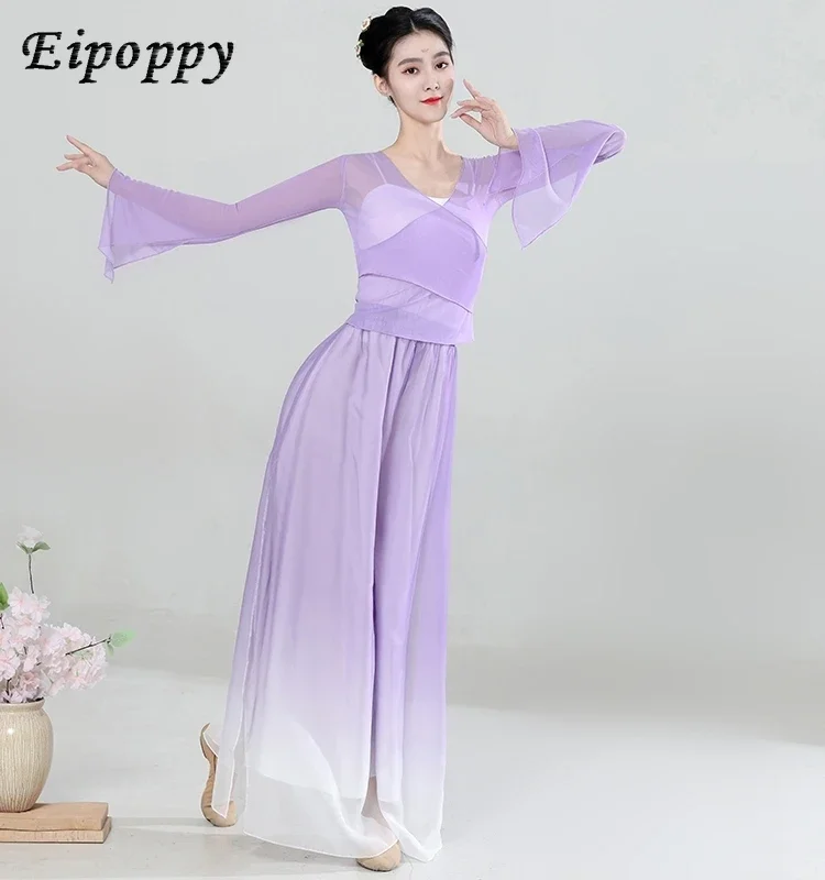 Classical dance costume, women's elegant elastic body charm gauze dress