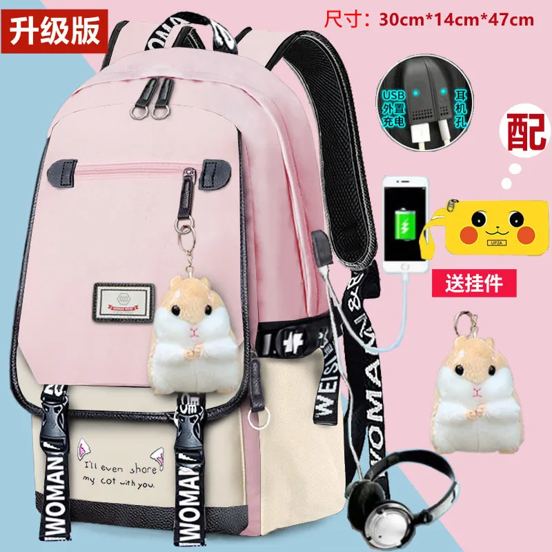 Backpack for female Korean version middle and high school students, backpack for female leisure campus, Instagram backpack