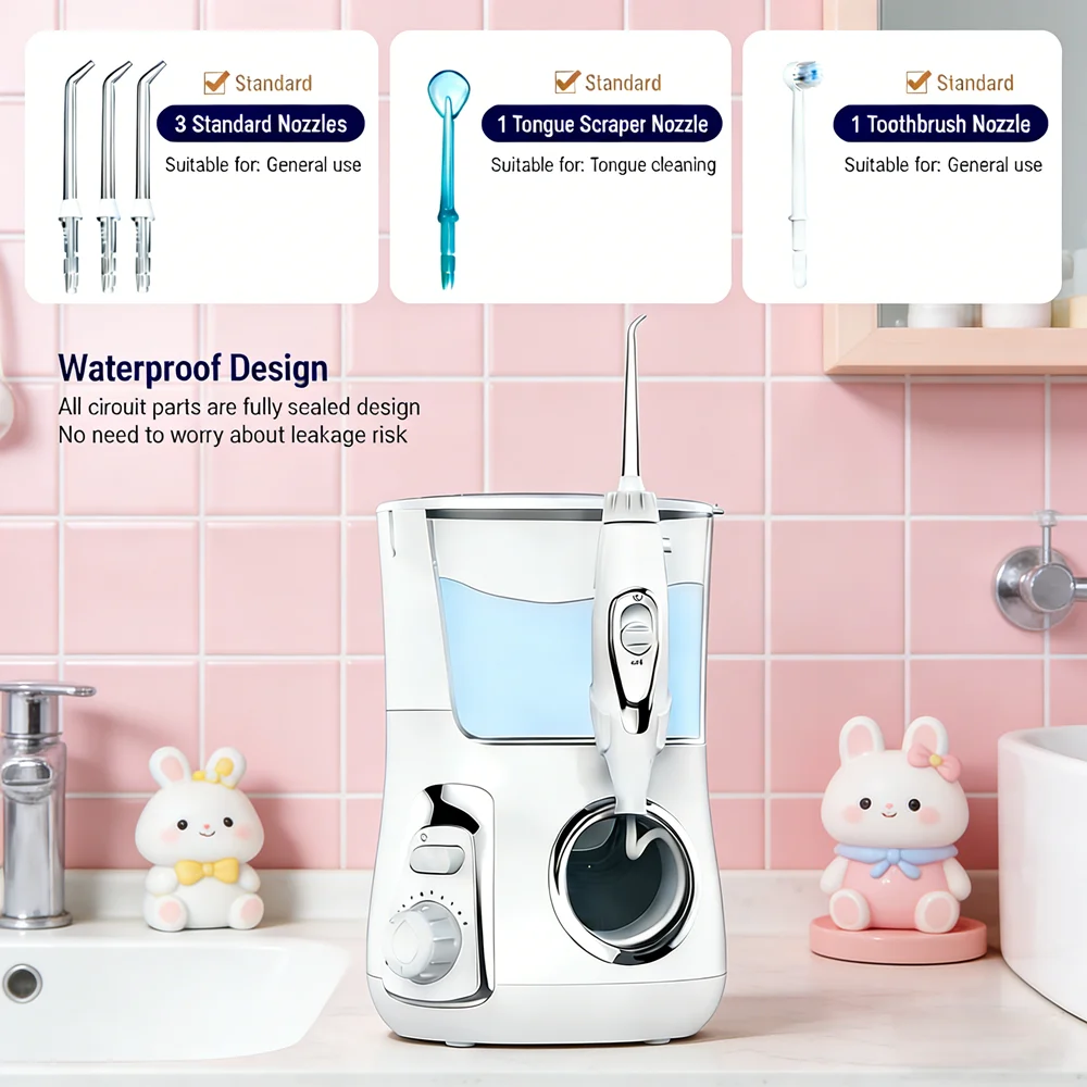 

Настольный электрический ирригатор для полости рта с 10 режимами, объемом 800 мл, для чувствительных зубов и десен, 5 насадок