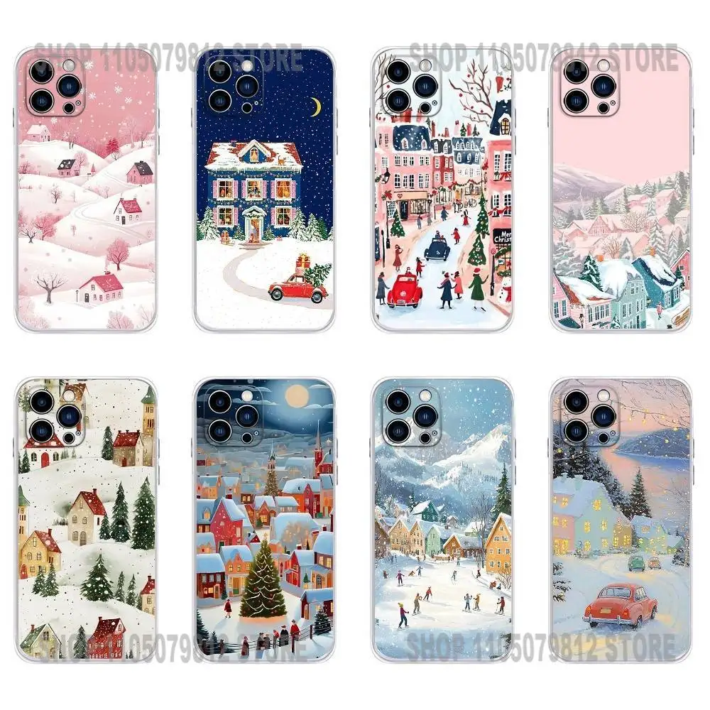 

Cartoon Christmas Style Phone Case For iPhone 17 16,15,14,13,12,11 Plus,Pro,Max,XR,Plus,E,Mini Transparent Soft Cover