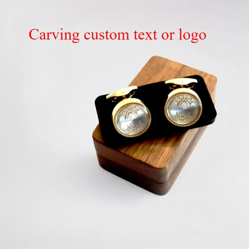 Customizable Magnetic Flip Lid Jewelry Storage Box with French Cuff Links for Men in Walnut Wood Storage Organizer