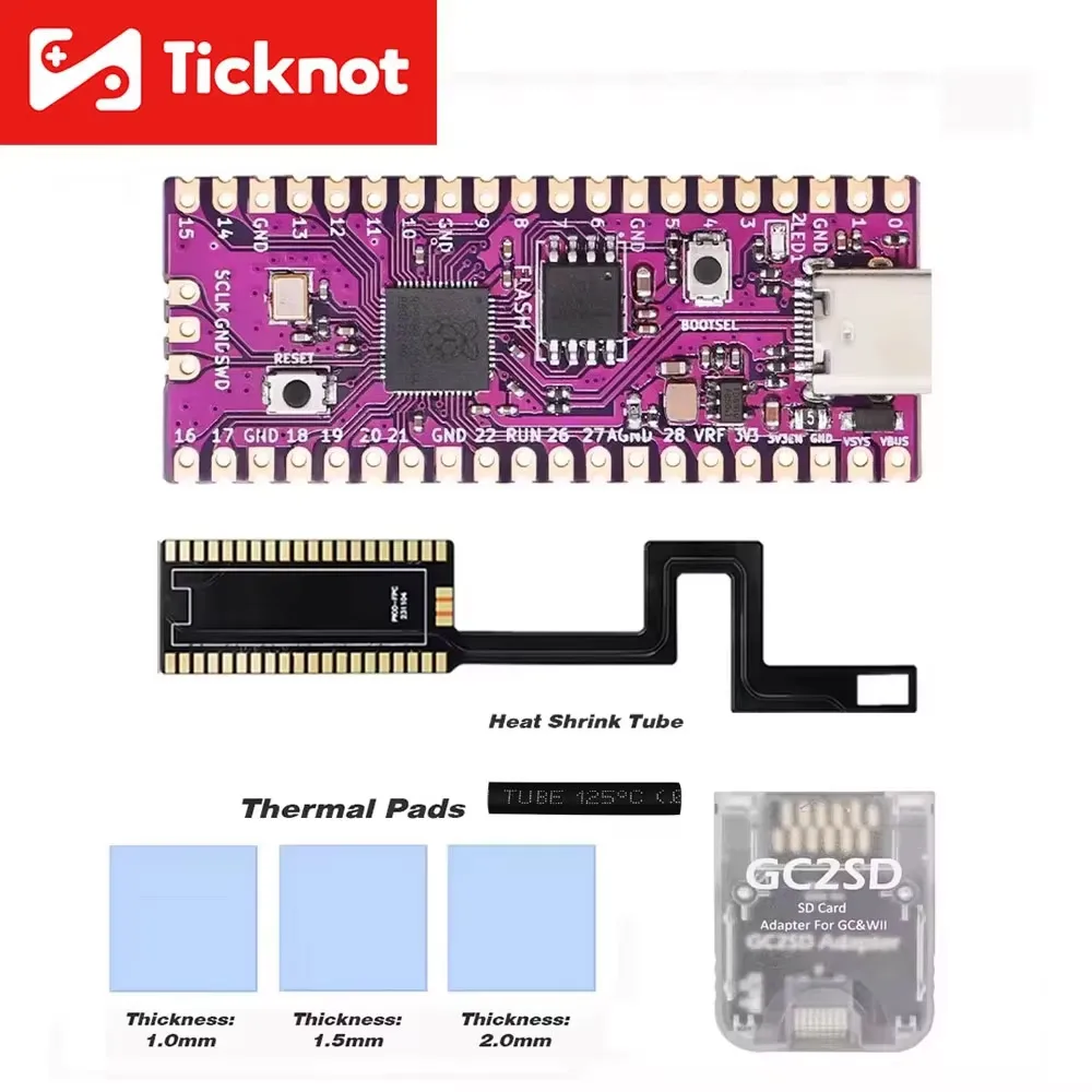 كابل Picoboot المرن لـ Gamecube DOL-001 Raspberry Pi Pico Board مع محول GC2SD/SD2SP2 Pro لملحقات ألعاب NGC
