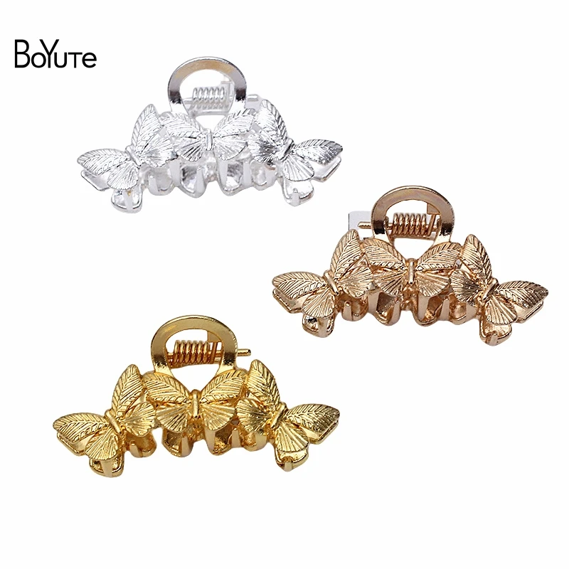 

BoYuTe (10 Pieces/Lot) 5.5*3cm Alloy Butterfly Shaped Hair Claws Wholesale Factory Supply Shark Clips Diy Hair Accessories