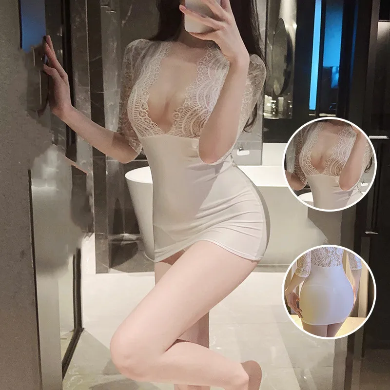 Exotic Costumes Office Lady Sexy Underwear Outfit Hollow Out Lace Cosplay Secretary Uniform Temptation Wrap Hip Dress for Women