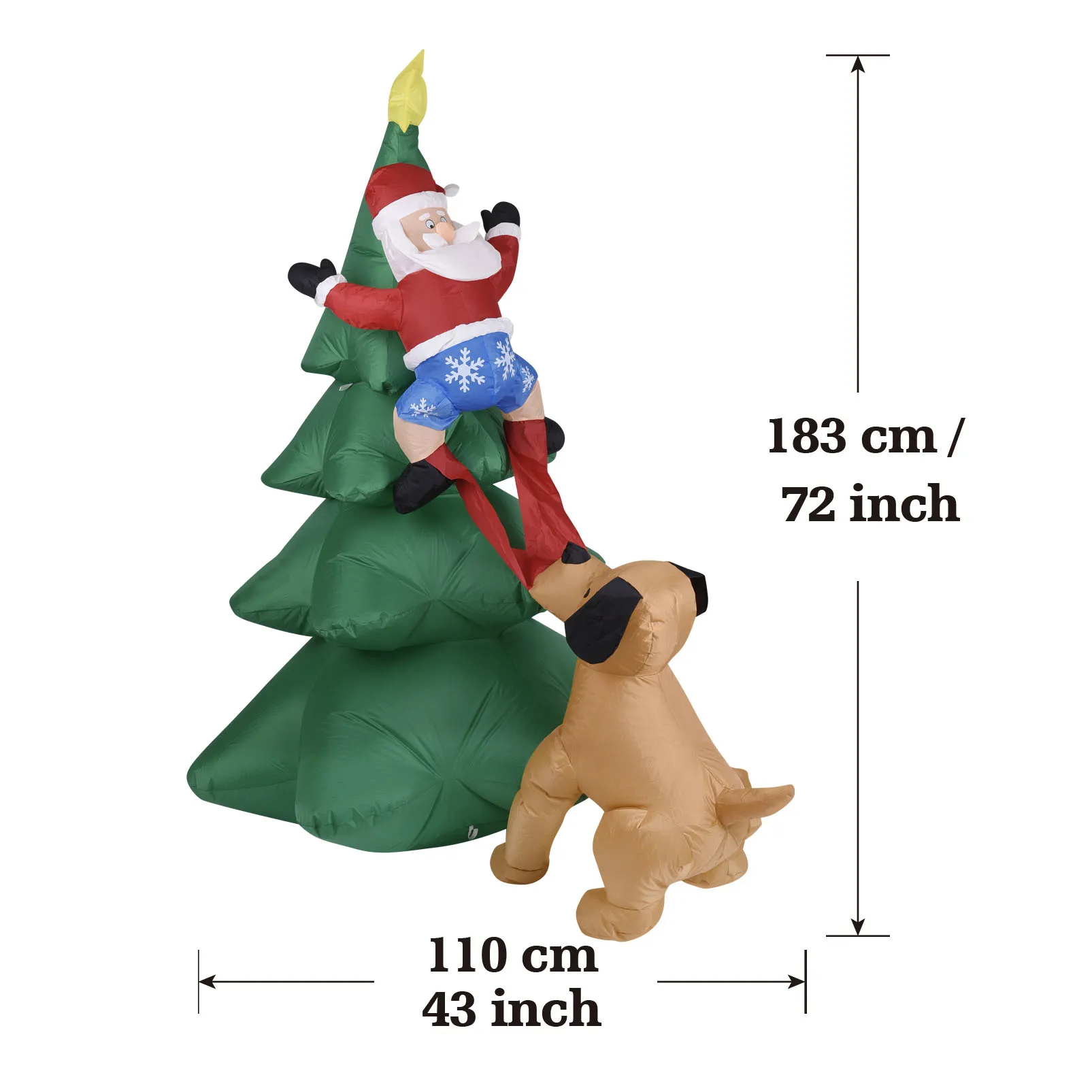 Christmas Inflatable Dog  w/Santa Claus Climbing Tree Lighted Blow Up Outdoor Yard Lawn Decoration for Home Garden Holiday Party view 3