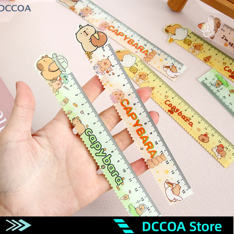 1Pcs Creative Cartoon Capybara Ruler Straight Ruler Wavy Lines Drawing Tools Student Stationery Office Supplies Gift